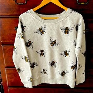 Cream Crewneck Sweater with Whimsical Bee Pattern by LA Soul